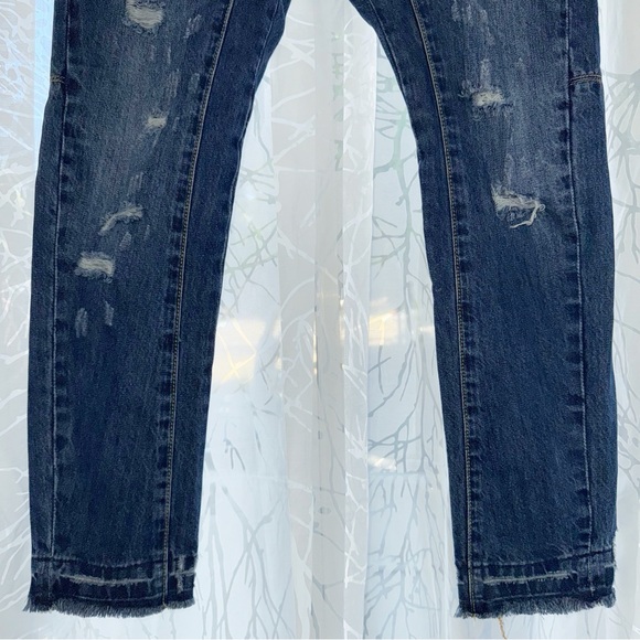 DSQUARED2 BLUE DISTRESSED ANCHOR DETAIL SLIM FIT TIDY BIKER JEANS - Picture 4 of 12